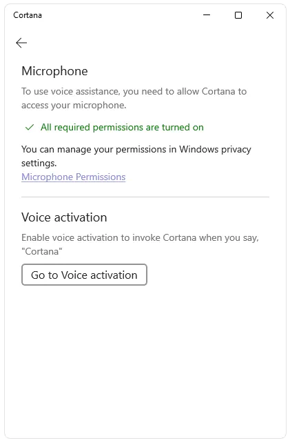 Настройки Cortana