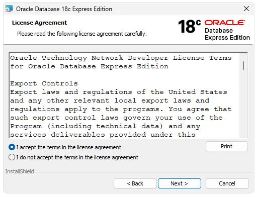 Установка Oracle Database
